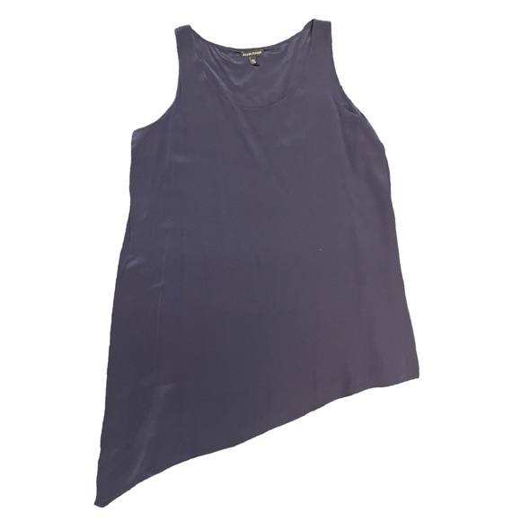 Eileen Fisher Silk Asymmetrical Tunic Sleeveless Size Medium Navy Blue - Picture 1 of 9